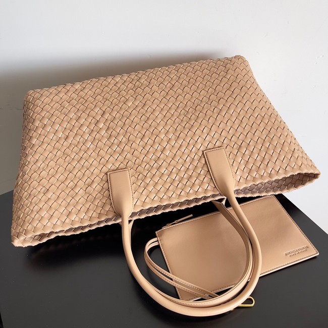 Bottega Veneta Large intreccio leather tote bag 608811 Apricot