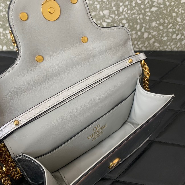 VALENTINO LOCO Small handbag in laminated calfskin WB0K53 Silver