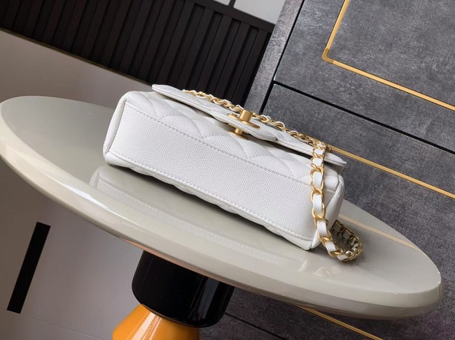 Chanel Grained Calfskin Shoulder Bag AS5329 white