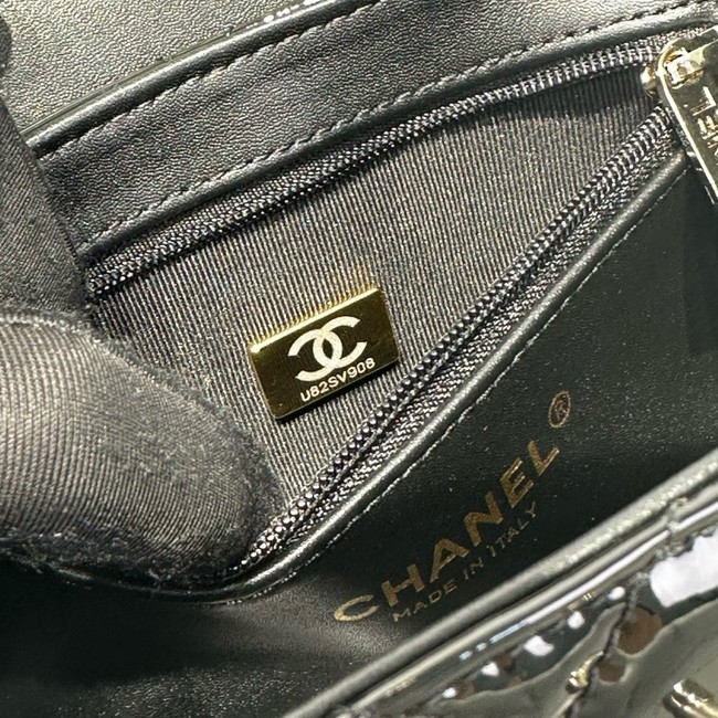 Chanel MINI SHOPPING BAG Patent leather AS4416 black