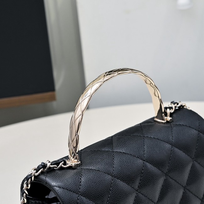 Chanel MINI FLAP BAG CLUTCH WITH CHAIN Gold-Tone Metal AS4591 black