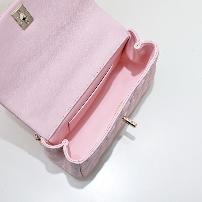 Chanel MINI FLAP BAG CLUTCH WITH CHAIN Gold-Tone Metal AS4591 pink