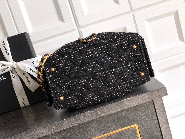 CHANEL 25 MINI HANDBAG Woolen tweed AS5631 black