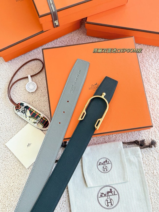 Hermes Epsom calfskin double-sided leather belt 66009