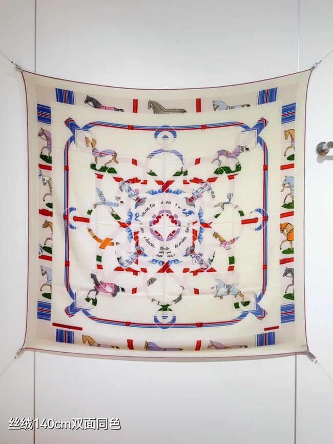 Hermes Shawl Cashmere and Silk Jacquard KY109