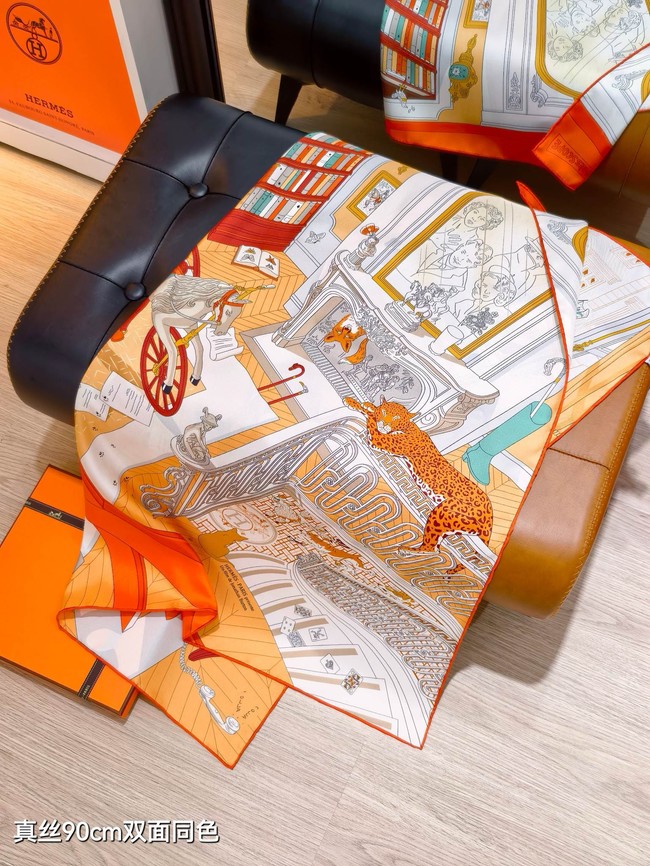 Hermes 90 Square Scarf Silk Twill KY162