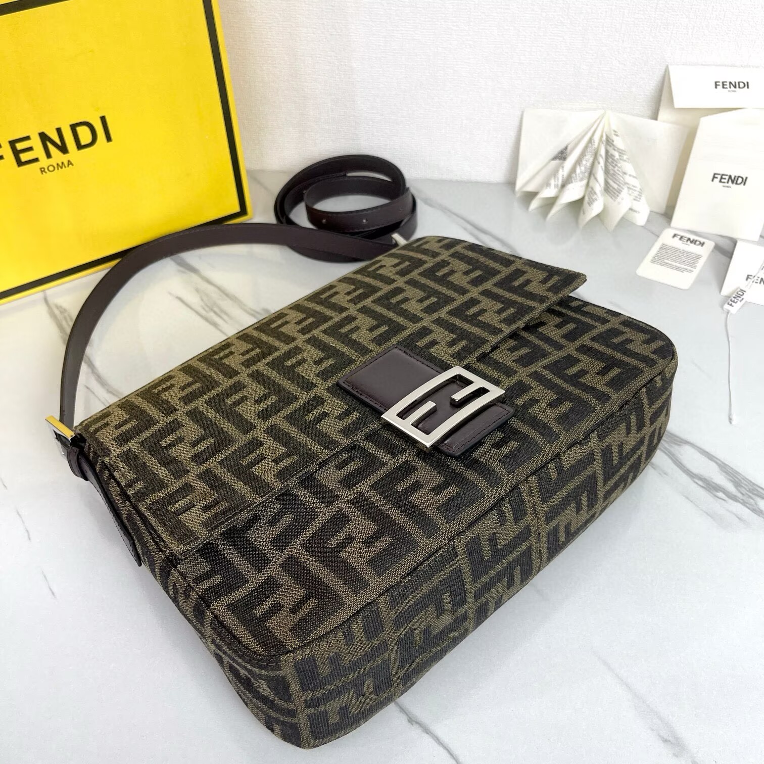 Fendi Mamma Baguette Original Leather Top Handle Bag 8832 Brown