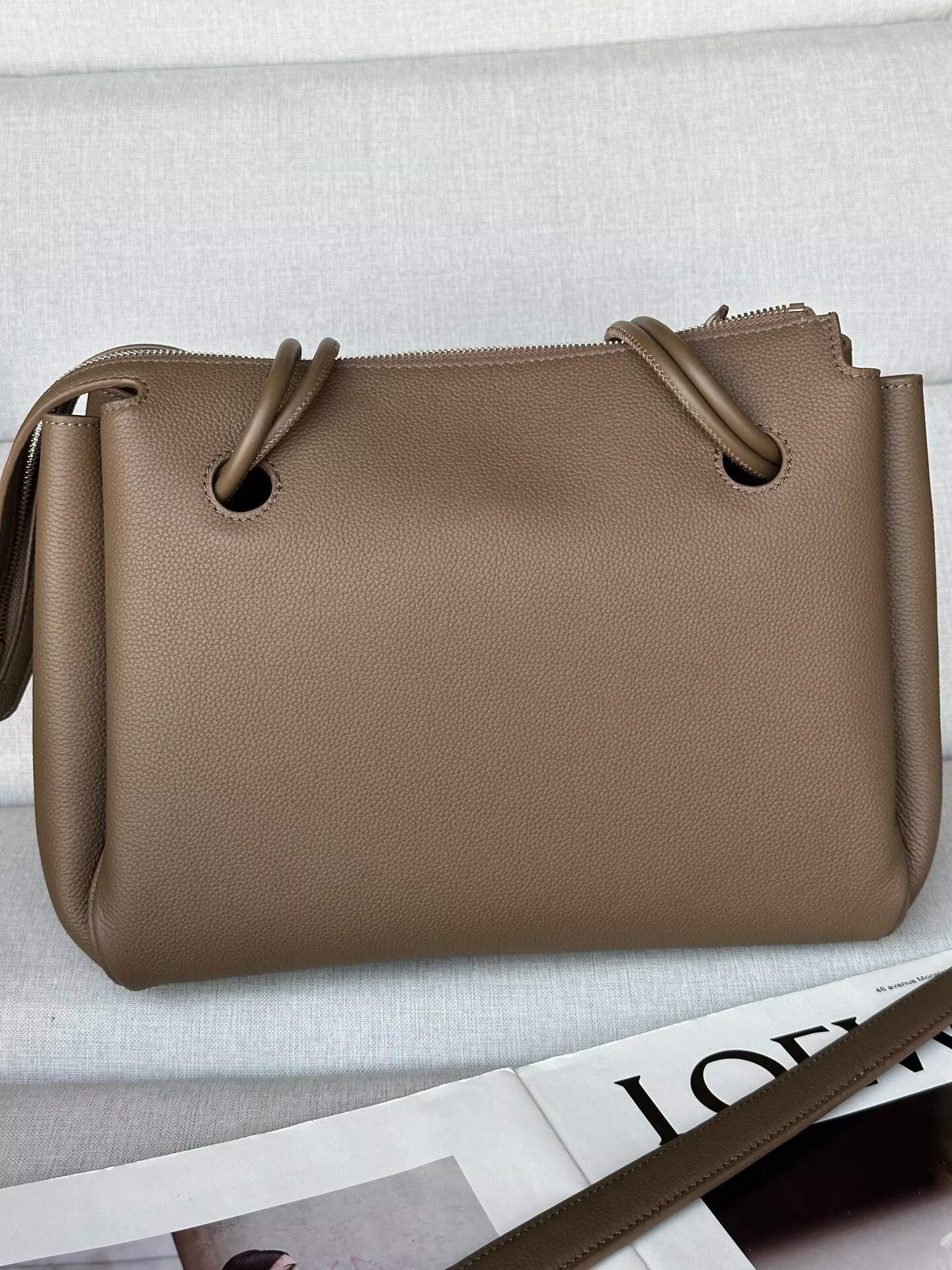 Loewe Madrid Original Leather Anagram Pebble Bag LE0255 Gray