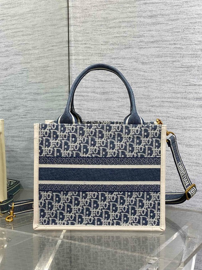 Small Dior Book Tote Dior Oblique Embroidery and Calfskin M1325CZ-1