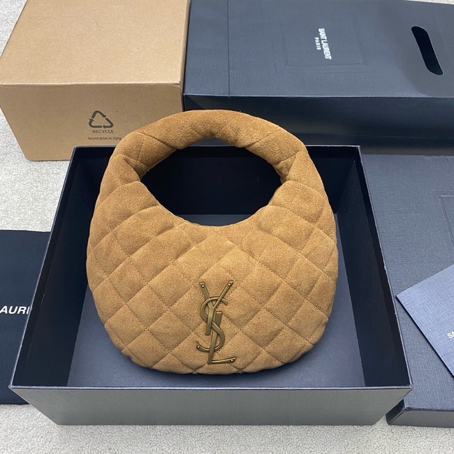 Saint Laurent ICARINO in plunged suede 851689 CARAMEL COGNAC