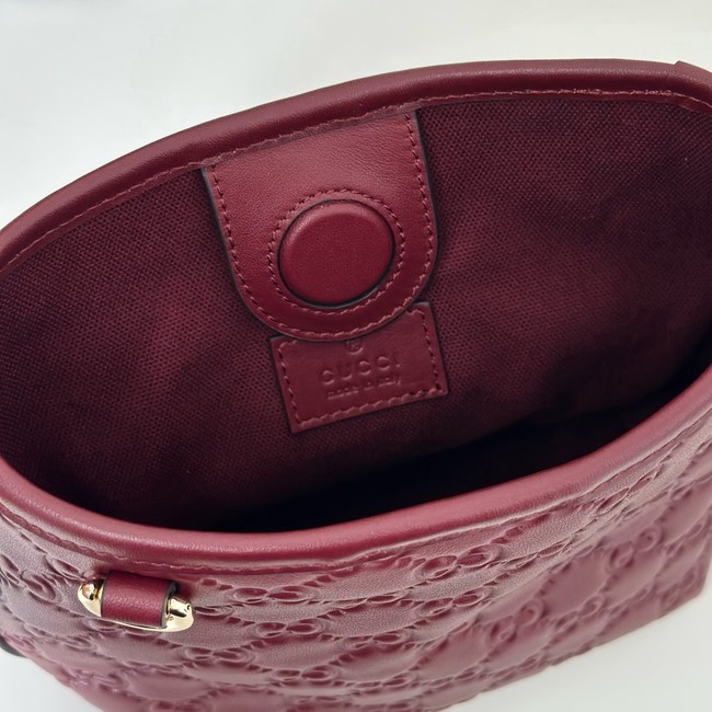 Gucci GG Emblem nano bucket bag 847090 Rosso Ancora red