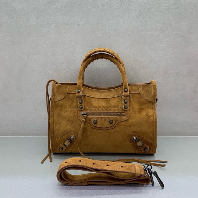 Balenciaga Le City small suede tote bag 230582 camel