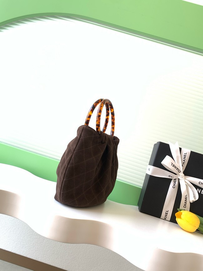 CHANEL Suede Small Hobo Bag AS6022 dark brown