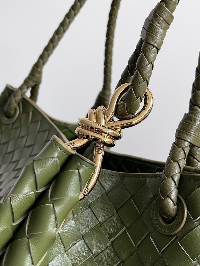 Bottega Veneta Parachute 826212 dark green&Brass finish