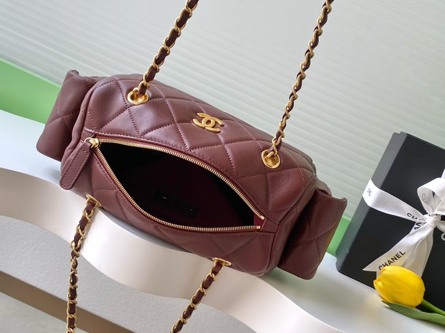 Chanel Lambskin Bowling Bag AS5791 burgundy