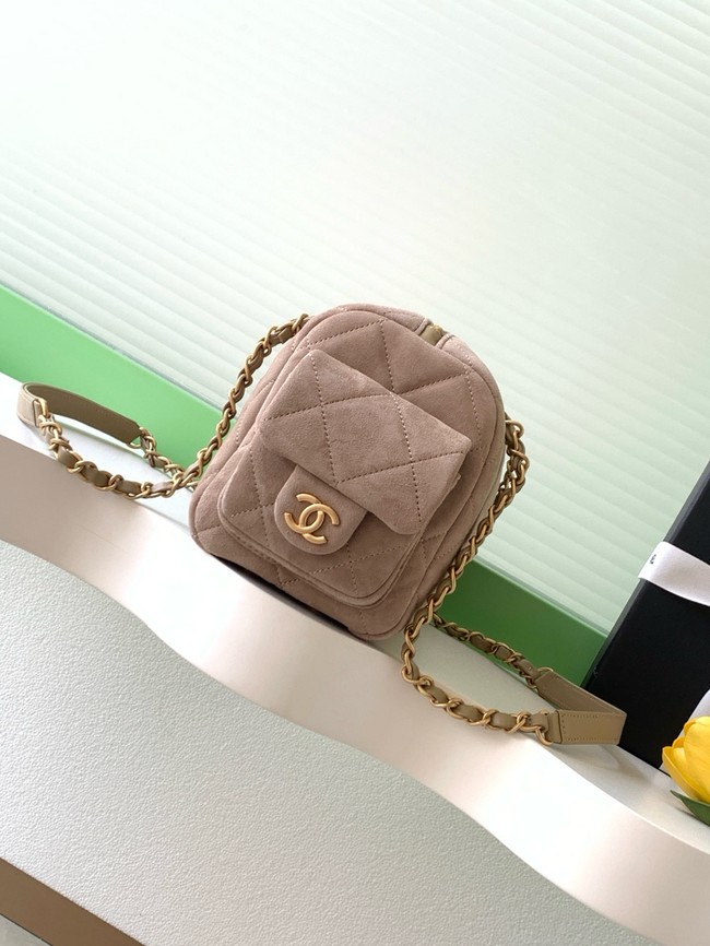 Chanel velvet Bowling Bag AS5791 Khaki