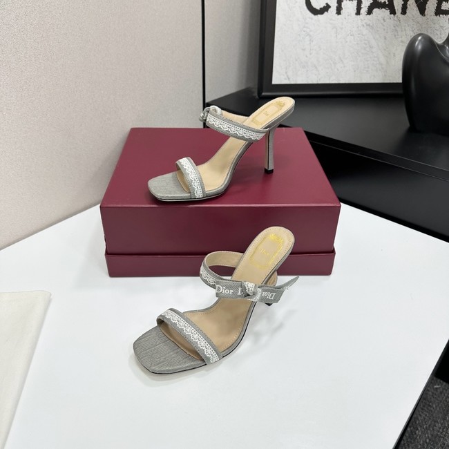 Dior Heeled Sandal with JAdior Straps Embroidered Cotton KCO538NV-4