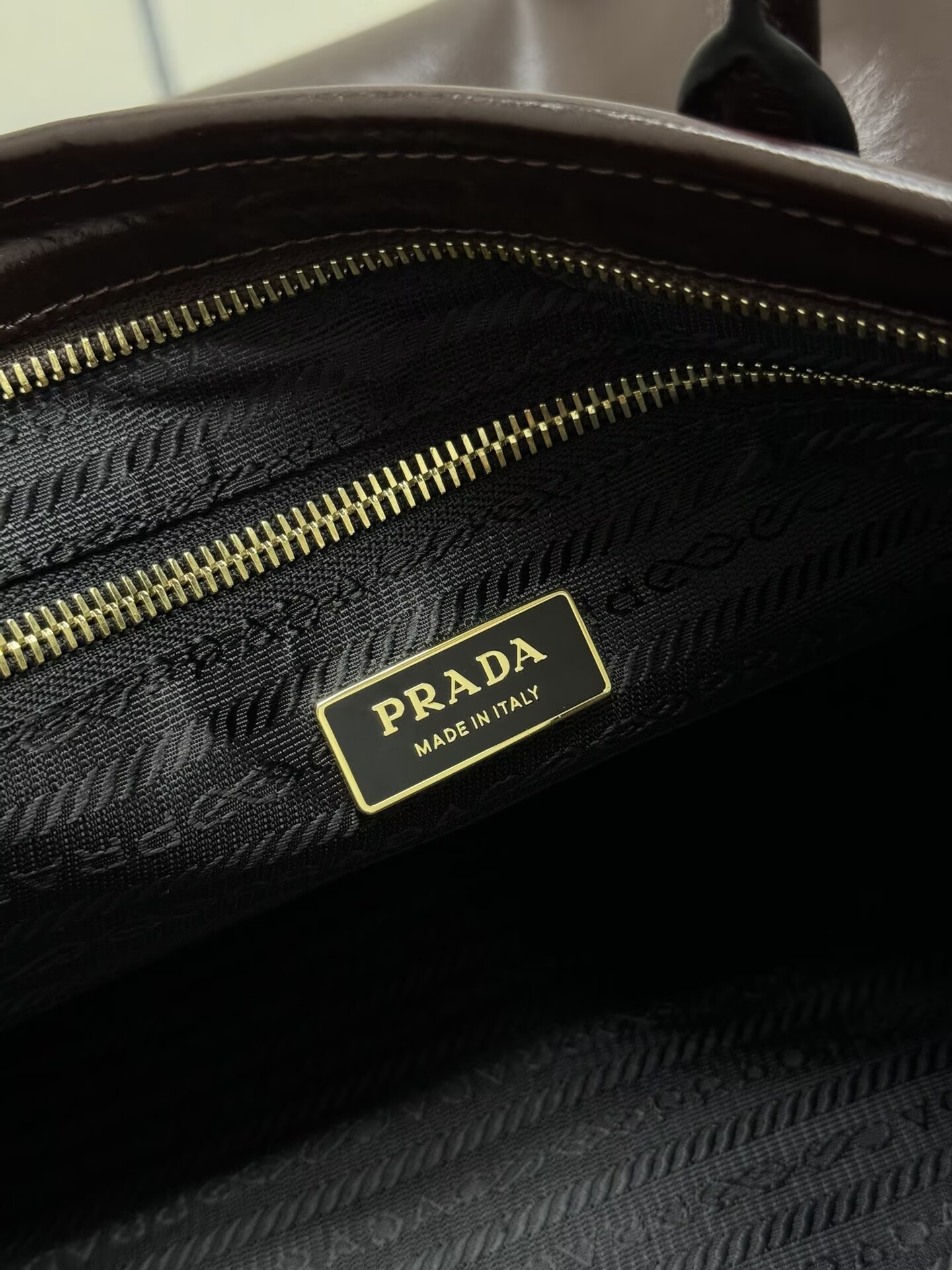 Prada Large Bonnie Leather Tote Bag 1BA439 Dark Brown